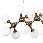 Линейная люстра с плафонами из стеклянных шаров Pearls Suspension Linear Brass Chandelier варинант исполнения - 2 | Loft Concept в Челябинске