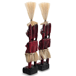 Комплект из 2-х деревянных статуэток Asmat Straw Headdress Statuettes Red Turquoise варинант исполнения - 2 | Loft Concept в Челябинске