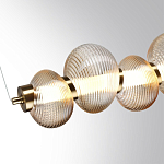 Подвесной светильник линейный с 7-ю рифлеными стеклянными шарами Marcelh Light варинант исполнения - 5 | Loft Concept в Челябинске