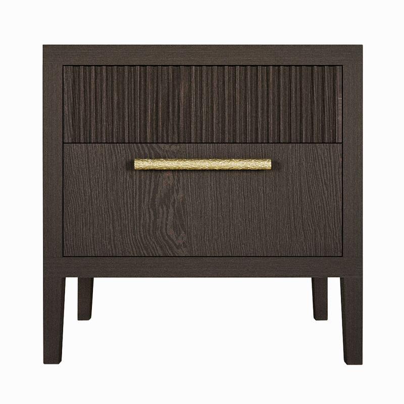 Прикроватная Тумбочка Primo с двумя ящиками Темный орех Орех Золотой в Челябинске | Loft Concept 