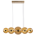 Люстра подвесная светодиодная со стеклянными плафонами янтарного цвета в форме дисков Savio Glass Disc варинант исполнения - 2 | Loft Concept в Челябинске
