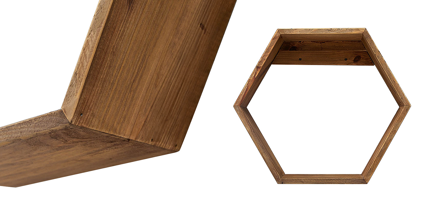 Деревянная полка в виде шестиугольника Wood Honeycomb Shelf Деревянная полка в виде шестиугольника Wood Honeycomb Shelf - Loft-Concept в Челябинске