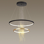 Люстра подвесная с 2-мя круглыми подвесами в черном и золотистом цвете и вертикальными подвесками Ring Horizontal варинант исполнения - 4 | Loft Concept в Челябинске