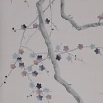Обои ручная роспись Plum Blossom Special Colourway on Lilac Hint dyed silk варинант исполнения - 2 | Loft Concept в Челябинске