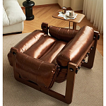 Кресло-диван кожаное на деревянном каркасе Medieval Furniture варинант исполнения - 1 | Loft Concept в Челябинске