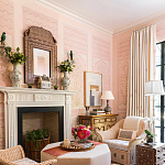 Обои ручная роспись Jharokha Arches Original colourway on pink painted Xuan paper варинант исполнения - 3 | Loft Concept в Челябинске