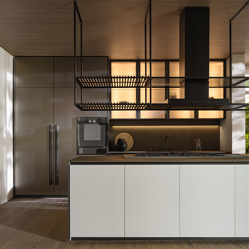 Кухонный гарнитур с длинным островом PRIME Dada Engenereed Kitchen Коричневый Серый Белый в Челябинске | Loft Concept 