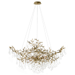 Подвесная люстра в виде ветвей деревьев золотого цвета с прозрачными подвесками-каплями 10 и 14 ламп Droplet Chandelier варинант исполнения - 1 | Loft Concept в Челябинске