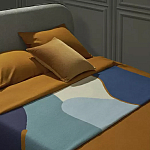 Плед из хлопка синего цвета с абстрактным принтом Elysian Flow Ocean варинант исполнения - 5 | Loft Concept в Челябинске