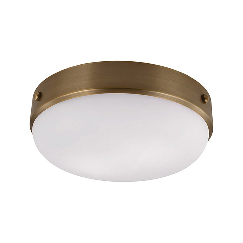 Потолочный светильник круглой формы с белым выпуклым матовым плафоном Feiss Белый Черный Латунь в Челябинске | Loft Concept 