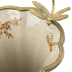 Ваза голубого цвета из фарфора с цветочным рисунком и бронзовой стрекозой Blue Garden варинант исполнения - 1 | Loft Concept в Челябинске