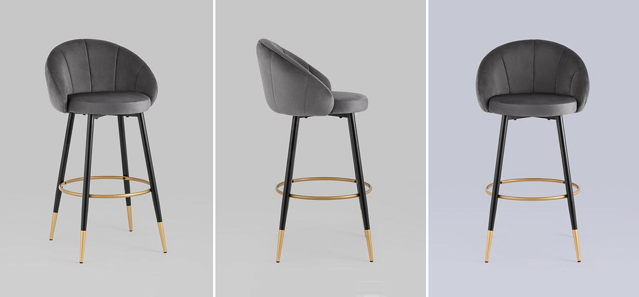 Барный Стул Alberto Chair Серый Велюр Барный Стул Alberto Chair Серый Велюр - Loft-Concept в Челябинске