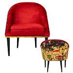 Кресло из натурального бука красное с цветным принтом Impressionism in Art варинант исполнения - 2 | Loft Concept в Челябинске