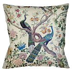 Подушка декоративная с изображением павлинов в саду Beige Chinoiserie Garden Two Peacocks Cushion варинант исполнения - 1 | Loft Concept в Челябинске