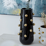 Ваза черная цилиндрическая с глянцевым покрытием и золотыми декоративными элементами Molecule Collection варинант исполнения - 3 | Loft Concept в Челябинске