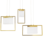 Подвесной геометрический светильник со стеклом Rectangle Geometry Trio Glass Chandelier варинант исполнения - 1 | Loft Concept в Челябинске