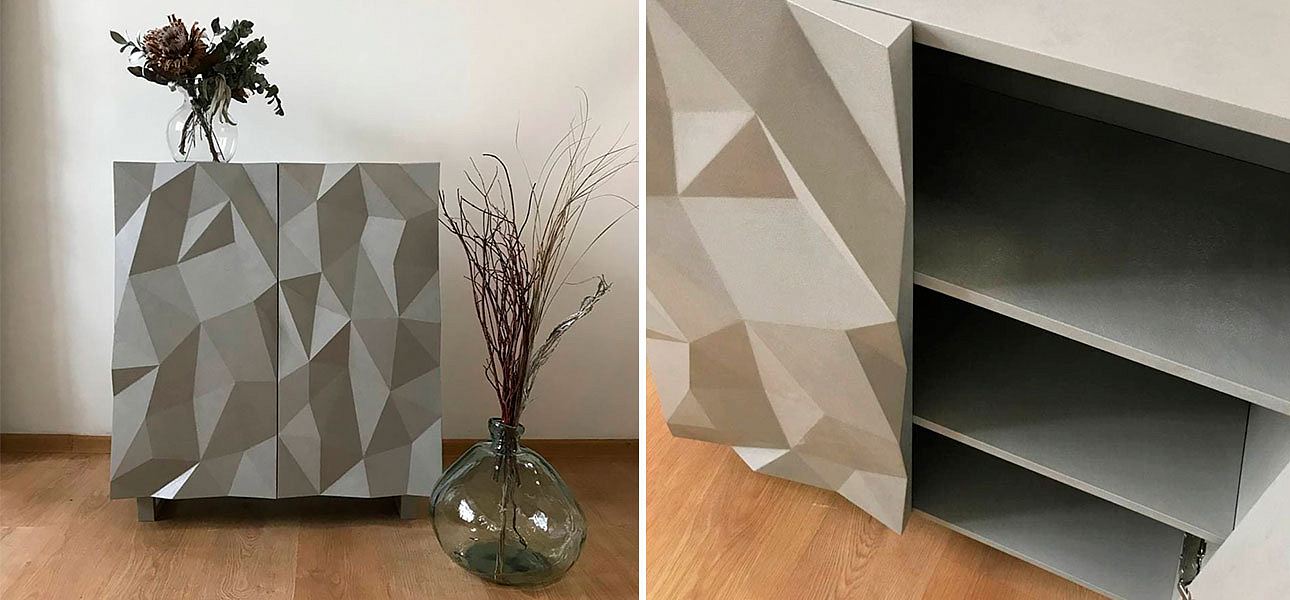 Комод с большими угловыми фигурами с одной секцией, 2 полки Geometric Greece Комод с большими угловыми фигурами с одной секцией, 2 полки Geometric Greece - Loft-Concept в Челябинске