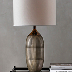 Настольная лампа керамическая с тканевым цилиндрическим абажуром Bullet варинант исполнения - 3 | Loft Concept в Челябинске