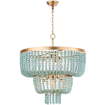 Круглая трехъярусная люстра с подвесками в виде круглых стеклянных бусин Blue Beads Chandelier варинант исполнения - 1 | Loft Concept в Челябинске