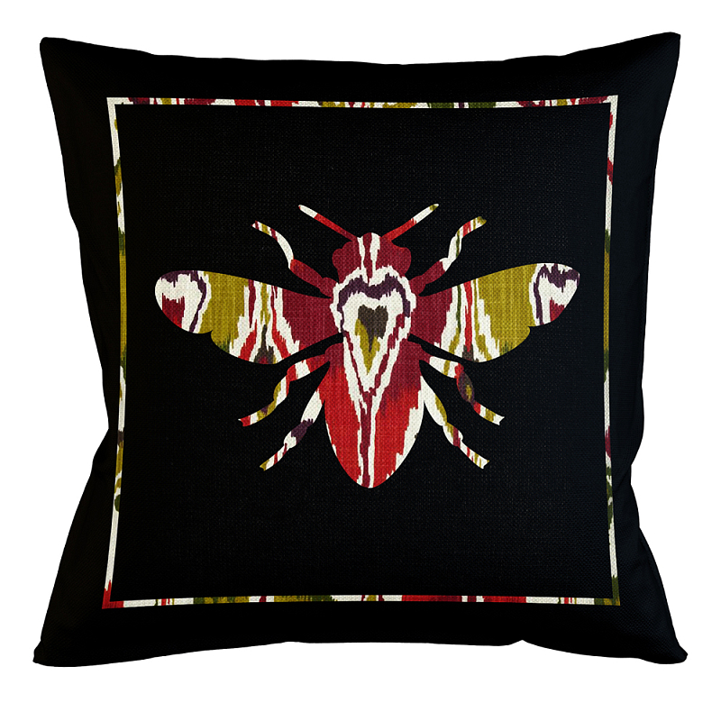 Подушка декоративная пчела цветной узор Ikat Pattern Мульти Бежевый Черный Подушка декоративная пчела цветной узор Ikat Pattern Мульти Бежевый Черный в Челябинске | Loft Concept