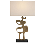 Настольная лампа с фигурным каркасом и прямоугольным тканевым абажуром Brutalist Profile варинант исполнения - 3 | Loft Concept в Челябинске