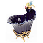 Чаша темно-синего цвета из фарфора с разноцветной птичкой Eden Garden porcelain and bronze варинант исполнения - 9 | Loft Concept в Челябинске