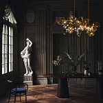 Люстра подвесная с 18-ю стеклянными плафонами с вертикальными подвесками Gilded Mirage  варинант исполнения - 9 | Loft Concept в Челябинске