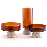 Высокая чаша из янтарного стекла Amber Marble Vase варинант исполнения - 3 | Loft Concept в Челябинске