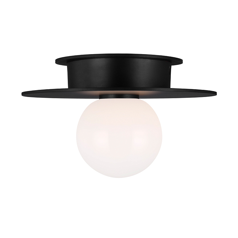 Потолочный светильник с шарообразным плафоном из белого матового стекла Generation Lighting Черный Белый в Челябинске | Loft Concept 