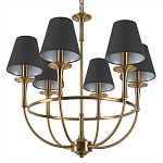 Люстра на металлическом основании бронзового цвета с 6-ю черными конусовидными абажурами Dignity варинант исполнения - 8 | Loft Concept в Челябинске