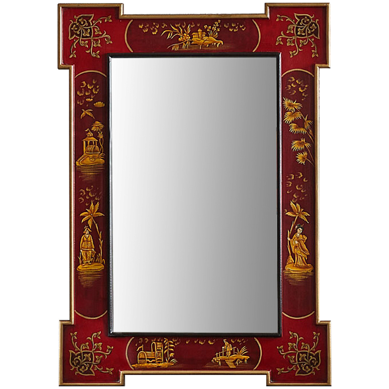 Зеркало в стиле Шинуазри ручная роспись Chinoiserie Mirror Red Красный Золотой Зеркало в стиле Шинуазри ручная роспись Chinoiserie Mirror Red Красный Золотой в Челябинске | Loft Concept