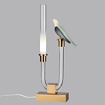 Настольная лампа с прозрачной трубкой и декоративной фигуркой птицы на бронзовой подставке Ganthea варинант исполнения - 3 | Loft Concept в Челябинске