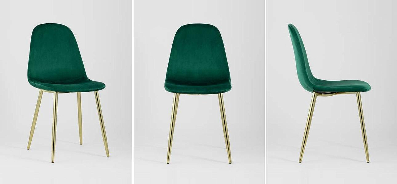 Стул Archie Chair Изумрудный Зеленый Велюр Золотые ножки Стул Archie Chair Изумрудный Зеленый Велюр Золотые ножки - Loft-Concept в Челябинске