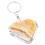 Зеркало брелок складное двухстороннее в форме сердца из натурального камня Оникс Stone Mirrors варинант исполнения - 1 | Loft Concept в Челябинске