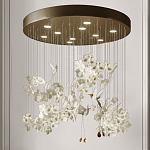 Люстра каскадная с белыми цветами и птицами Takeoff варинант исполнения - 2 | Loft Concept в Челябинске