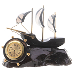 Часы настольные в виде парусника из натурального камня Обсидиан Sailboat Stone Clock варинант исполнения - 4 | Loft Concept в Челябинске