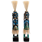 Комплект из 2-х деревянных статуэток Asmat Straw Headdress Statuettes Blue Tattoo варинант исполнения - 4 | Loft Concept в Челябинске