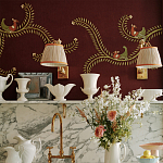 Обои с вышивкой ручной работы Fyodor Original colourway on Merlot linen варинант исполнения - 4 | Loft Concept в Челябинске