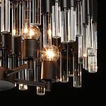 Люстра круглая из матового черного металла с подвесками из прозрачных стеклянных трубок Noir Tubes варинант исполнения - 6 | Loft Concept в Челябинске