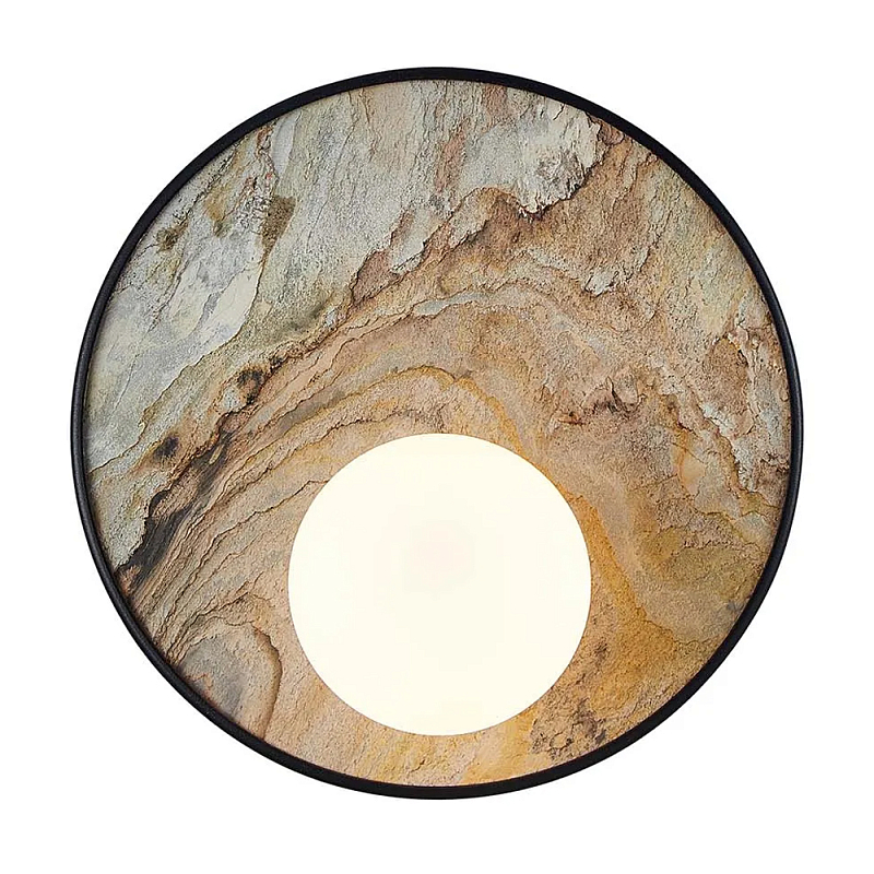 Бра круглое с каменным диском в металлической раме Sandstone Painting  в Челябинске | Loft Concept 