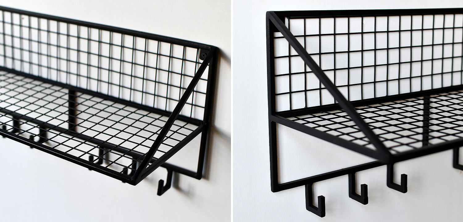 Вешалка с полкой Rhian Industrial Metal Rust Shelf Black S Вешалка с полкой Rhian Industrial Metal Rust Shelf Black S - Loft-Concept в Челябинске