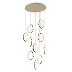 Потолочная люстра каскадная светодиодная с золотистым каркасом Ring of Fire варинант исполнения - 1 | Loft Concept в Челябинске