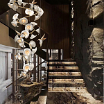 Люстра каскадная из белых цветов каллы и птичек Refined Taste of Light варинант исполнения - 3 | Loft Concept в Челябинске