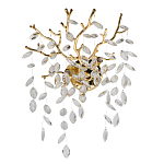 Бра золотого цвета с декоративными ветвями и прозрачными подвесками в форме листьев Droplet Chandelier варинант исполнения - 1 | Loft Concept в Челябинске