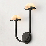 Бра с 2-мя мраморными плафонами на черном корпусе Light Warm Light варинант исполнения - 1 | Loft Concept в Челябинске