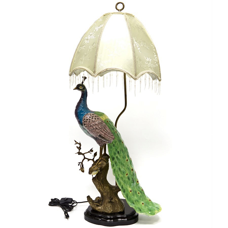 Настольная лампа Peacock Lamp Белый Зеленый Синий Бронза Настольная лампа Peacock Lamp Белый Зеленый Синий Бронза в Челябинске | Loft Concept