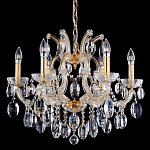 Люстра подвесная с 6-ю лампочками и прозрачными хрустальными подвесками на основании золотого цвета Crystal lamps варинант исполнения - 2 | Loft Concept в Челябинске