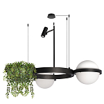 Подвесной светильник с 2-мя шарообразными плафонами и цилиндрическим спотом Light of Еyes варинант исполнения - 2 | Loft Concept в Челябинске