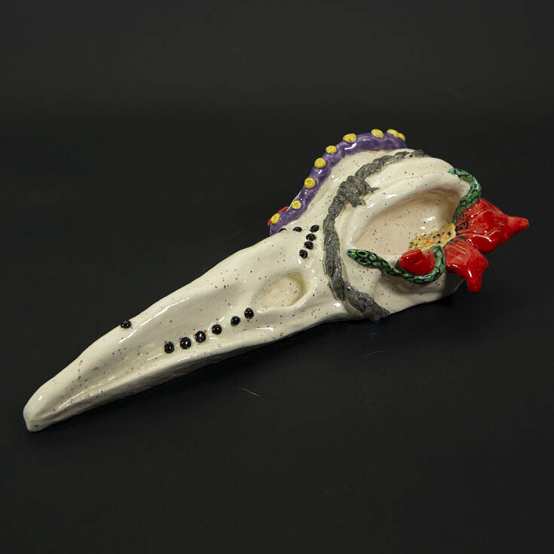 Скульптура CROWN SKULL Бежевый Красный Фиолетовый Скульптура CROWN SKULL Бежевый Красный Фиолетовый в Челябинске | Loft Concept