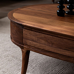 Кофейный стол овальный из дерева с 2-мя ящиками Coffee Walnut Table варинант исполнения - 5 | Loft Concept в Челябинске